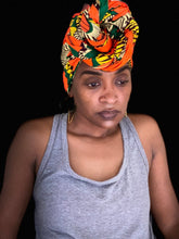 Load image into Gallery viewer, Orange Yellow &amp; Green Headwrap
