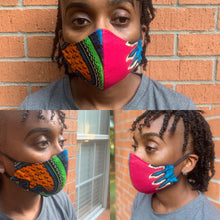 Load image into Gallery viewer, Fuchsia Orange &amp; Turquoise Face Mask
